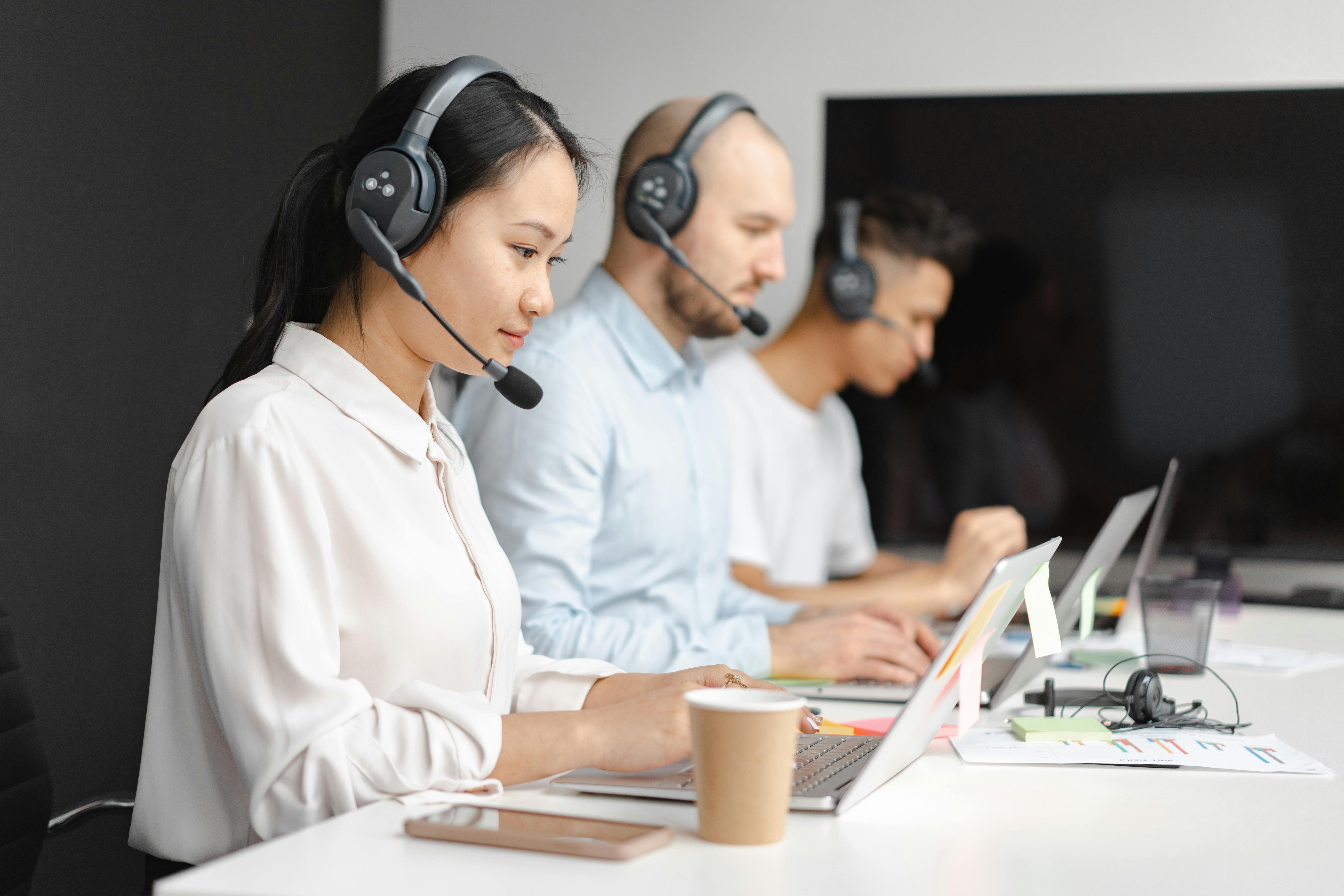 Call center agents working